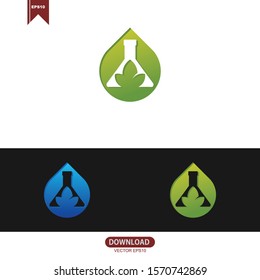 Eco lab with Leaf and bottle lab logo vector design design