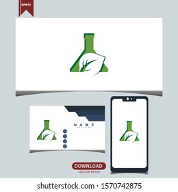 Eco lab with Leaf and bottle lab logo vector design design