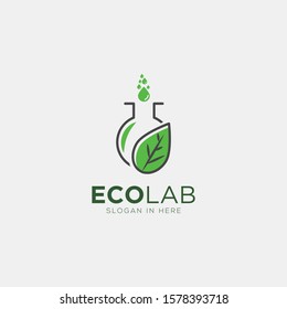 Eco Lab with Leaf and bottle lab logo design template. Logo Health, Medical, Nature Lab or Pharmacy Nature, You can make brand identity or symbols for your company.
