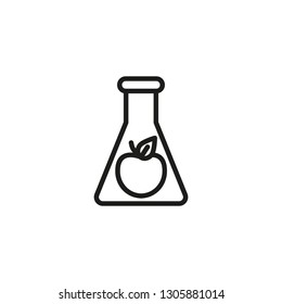 Eco lab line icon. Apple, fruit, flask. Agriculture technology concept. Can be used for topics like food industry, cultivation, chemical test