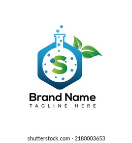 Eco Lab Logo On Letter S Template. Eco Lab On S Letter, Initial Eco Lab, Leaf, Nature, Green Sign Concept