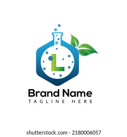Eco Lab Logo On Letter L Template. Eco Lab On L Letter, Initial Eco Lab, Leaf, Nature, Green Sign Concept