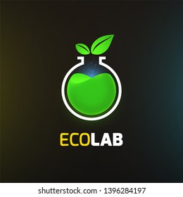 Eco lab logo template, green colorful vector graphic design element for environment business, ecology company branding