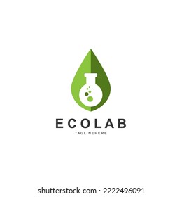 Eco Lab Symbol Vector With Tool Lab And Leaf Icon.