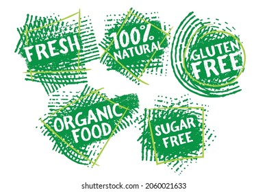 Eco label. Green label with chalk style.