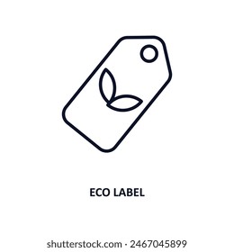 icono de contorno de etiqueta ecológica.  Icono de línea delgada de la colección de comercio. Vector editable aislado sobre fondo blanco