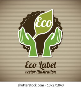 eco label over brown background. vector illustration