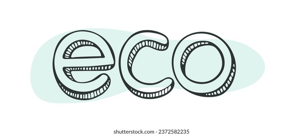 ECO label. Vector clipart in sketch style.