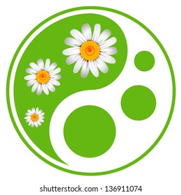 Eco labels. Green symbol concept using Yin Yang in a leaf design