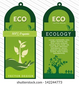 eco labels over grunge background vector illustration