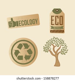 eco labels over pink background vector illustration