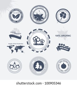 Eco labels with retro vintage design. Vector