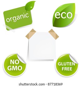 Eco Labels Set, Isolated On White Background, Vector Illustration