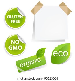 Eco Labels Set, Isolated On White Background, Vector Illustration