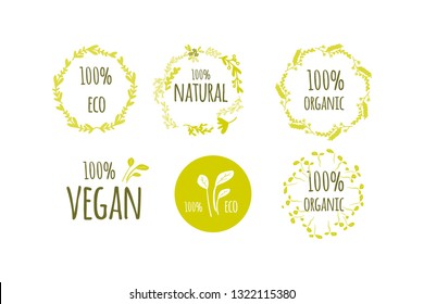 Eco labels set for your design: package, posters, banners