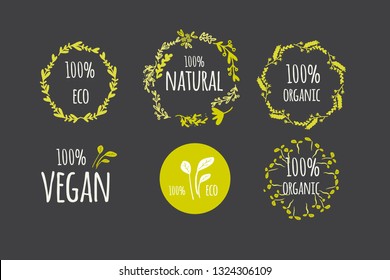 Eco labels set for your design: package, posters, banners