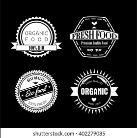 Eco labels in vintage retro style.  Vector design elements, logos, identity, labels, badges and objects.