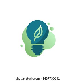 Eco lamp icon vector, Light bulb with leaf filled flat sign, bicolor pictogram, green colors. Eco energy symbol, logo illustration