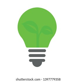 Eco lamp vector icon. filled flat sign for mobile concept and web design. Light bulb with leaf glyph icon. Eco energy symbol, logo illustration. Pixel perfect vector graphics