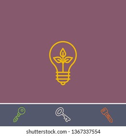 eco lamp vector line icon.Basic element illustration.eco lamp vector outline symbol design.Bonus broken key graphic concept