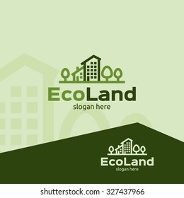 Eco Land Logo Template For Companies, Green Building