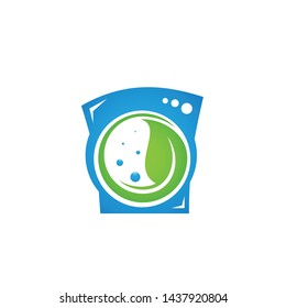 Eco Laundry Dry Cleaner Logo Design Template Vector. T shirt and leaf concept ecology