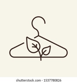 Ícone de linha de lavanderia Eco. Folha, cabide, lavar. Conceito ecológico. A ilustração vetorial pode ser usada para tópicos como ecologia, meio ambiente, agricultura