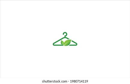 Eco Laundry Logo Design Template or Leaf, hanger, wash Eco concept Vector template illustration 
