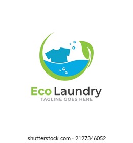 Eco Laundry Logo Template Design.