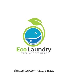 Eco Laundry Logo Template Design.