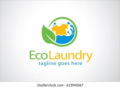 Eco Laundry Logo Template Design