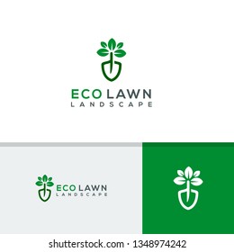 Eco lawn logo template. Landscape icon design garden logotype vector illustration