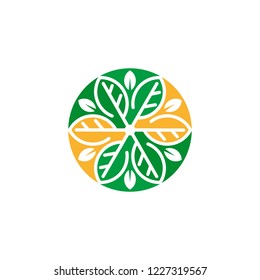 eco leaf abstract flower logo template vector illustration