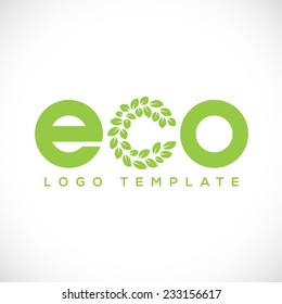 Eco Leaf Abstract Vector Logo Template Isolated