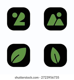 Eco Leaf App Icons Set Green Nature Minimal UI Design.