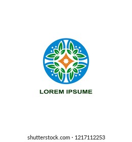 eco leaf beauty logo template, flower icon symbol vector illustration