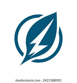 Eco Leaf Bolt Green Energy Vector Illustration 