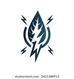 Eco Leaf Bolt Green Energy Vector Illustration 