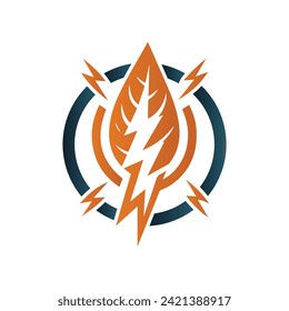 Eco Leaf Bolt Green Energy Vector Illustration 