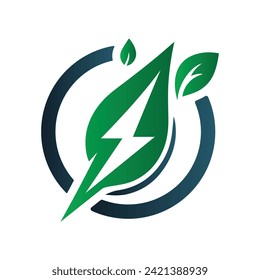 Eco Leaf Bolt Green Energy Vector Illustration 