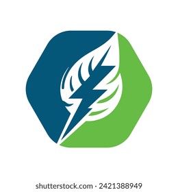Eco Leaf Bolt Green Energy Vector Illustration 