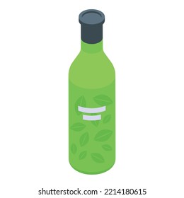 Eco leaf bottle icon isometric vector. Green plastic. Recycle nature