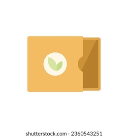 Eco leaf box icon flat vector. Paper food. Pack kraft isolated