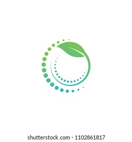 Eco leaf circle letter o vector logo template