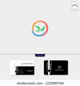 eco leaf creative logo template vector illustration, get free business card design template