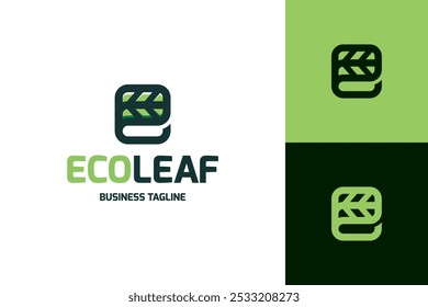eco leaf e letter logo vector