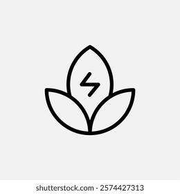 Eco leaf energy icon line, free energy, ecology, renewable and green energy concept. Linear and lineart icon.