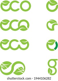 An eco leaf environmantal logo icon set in colour.