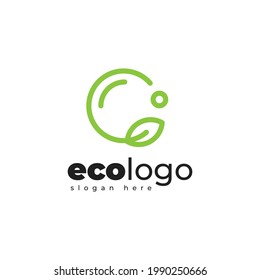Eco Leaf Geometric Monoline Logo Design