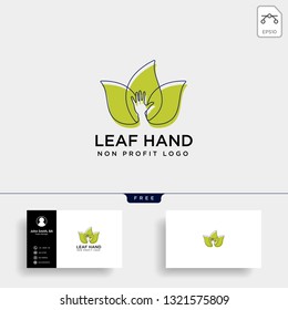 eco leaf hand care logo template vector illustration icon element